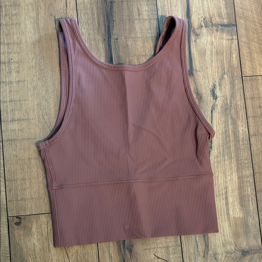 Lululemon Power Pivot Ribbed Crop Tank Top - Mauve Rose
